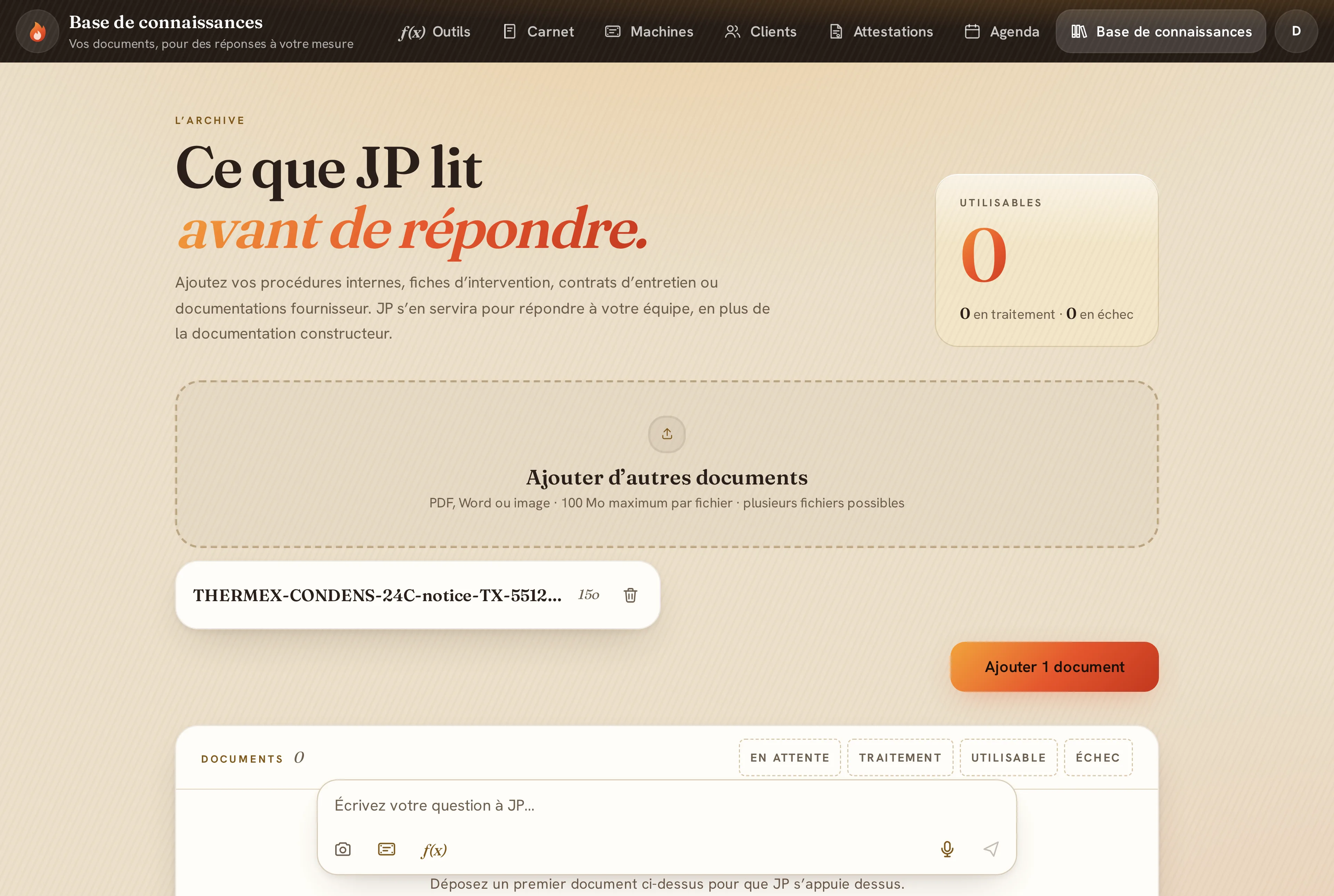 Le dépôt d'une notice dans la base de connaissances, avec marque, modèle et année