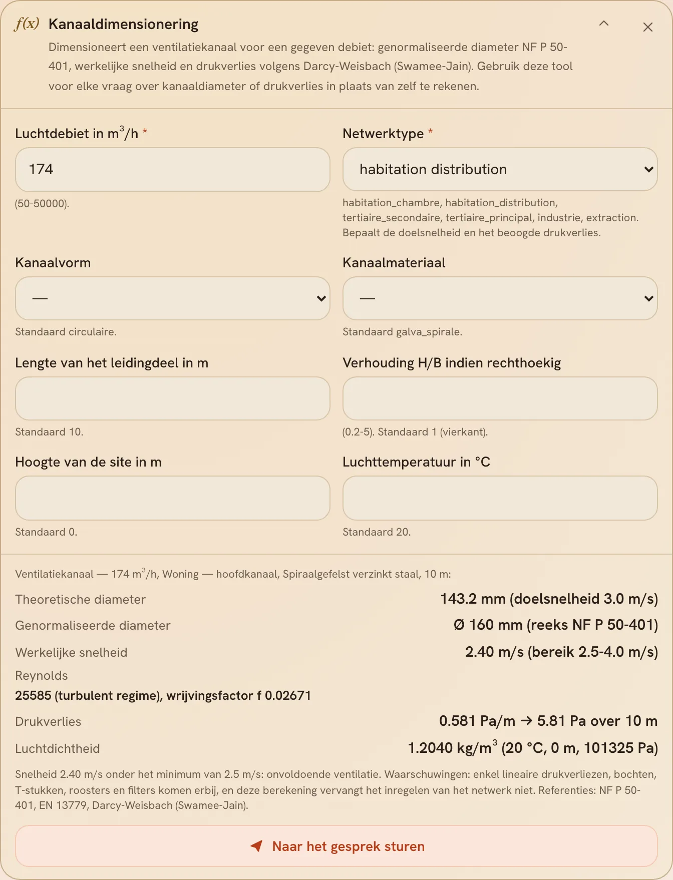De rekenmodule kanaaldimensionering en haar genormaliseerde diameter