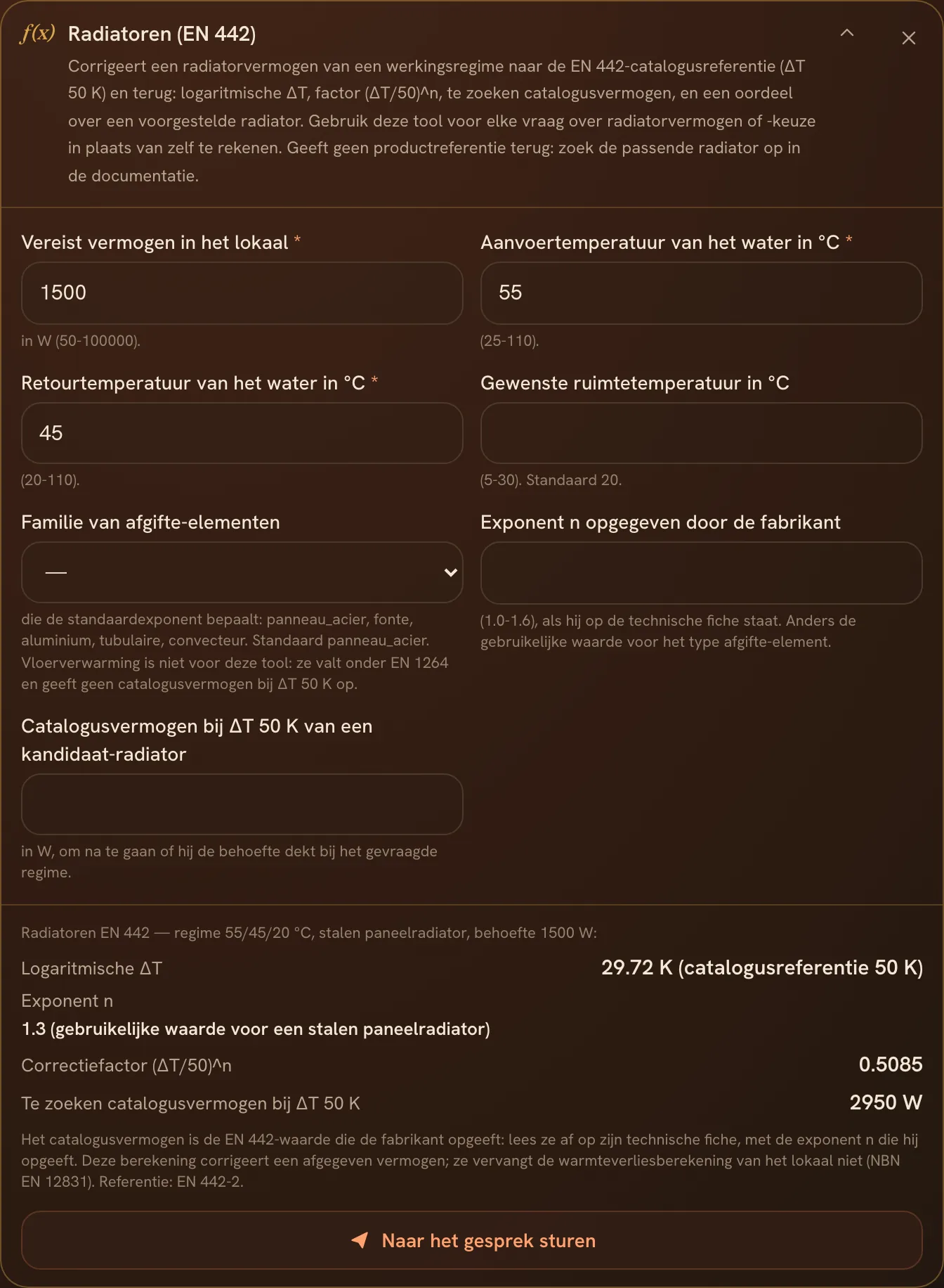 De rekenmodule radiatoren en het te zoeken catalogusvermogen
